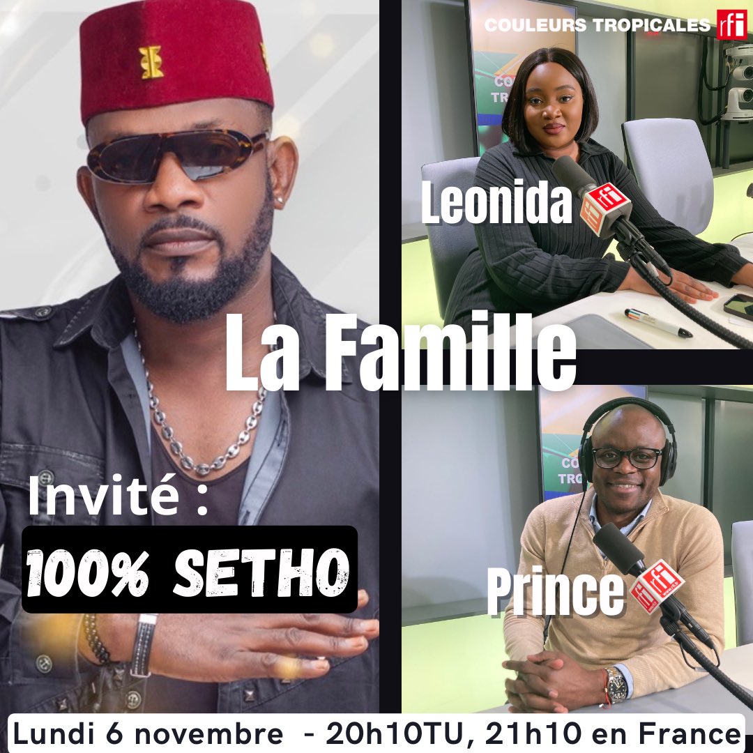 CoulTropicales's tweet photo. Ce LUNDI 6 NOVEMBRE la famille de Couleurs Tropicales reçoit l’artiste congolais #100%Setho et Paul Ngoie le fondateur du Festival Jazz à Kin. 

On se retrouve à 20h10TU, 21h10 en France sur @RFI avec @Claudy_Siar , Leonida Maia-José et @PrinceBafouolo ! https://t.co/X1JZ8GzDyg