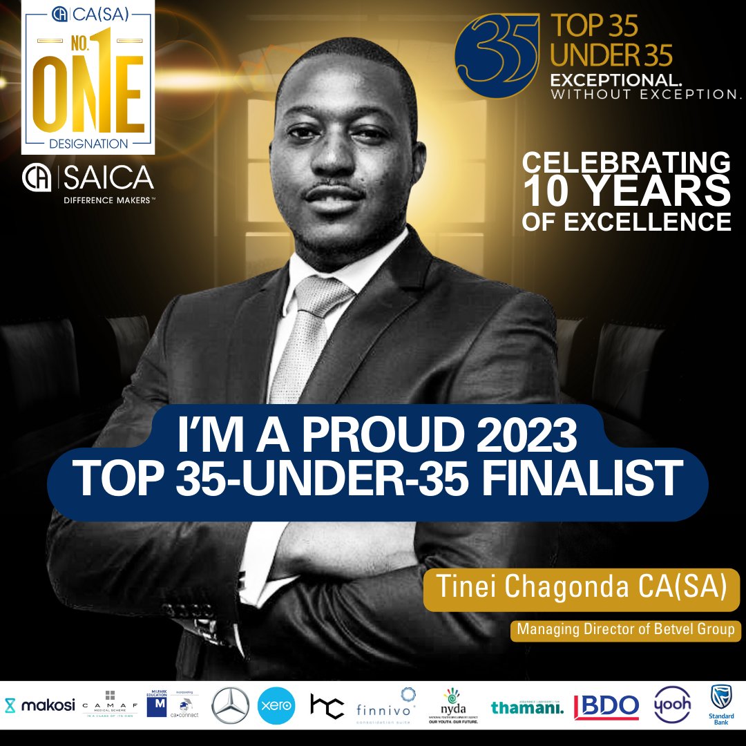 saica_za's tweet photo. Tinei Vincent Chagonda CA(SA) has a strategic focus on sectors aligned with Africa's population growth, paving the way for job creation and societal change. Join him in his mission to make a positive impact and help others reach their potential. #top35u35 #number1 #proudCASA #differencemakers #SBLove💙 #Makosi #Xero
Read Tinei’s profile here: https://t.co/aXzy8iysoT
Sponsors:
@makosiaudit
@StandardBankZA
@Xero
@CamafSA
@MilparkEd
@heavychef
#Finnivo
@NYDARSA
@ThamaniConsult
@BDO_SA
@yooh_media