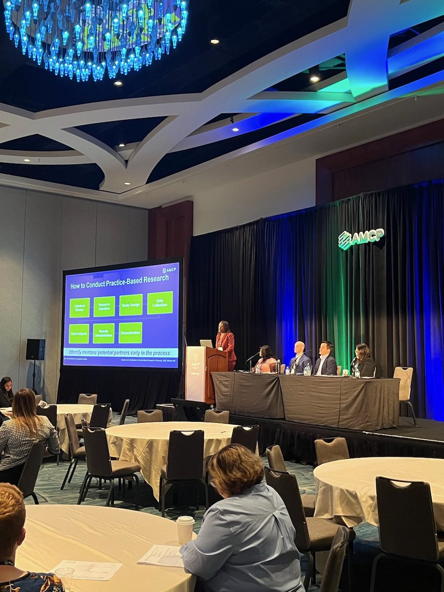 UNTHealth_Pharm's tweet photo. Many accolades to celebrate from the #AMCPNexus 2023 annual conference in Orlando last month. Congratulations to our students on their poster presentations and scholarships! Dr. Annesha White also presented as part of the general session as AMCP Foundation President. #HSCproud 👏 https://t.co/AFtejp1WGP