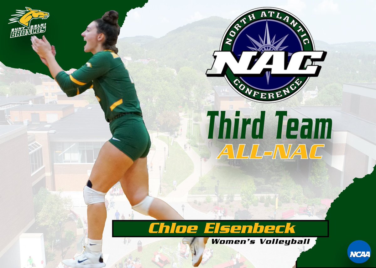DelhiBroncos's tweet photo. Shoutout to @SUNYDelhiVB Chloe Elsenbeck and Stephanie Burke for being recognized with NAC post season honors! 

#delhidrive #wedigdelhi https://t.co/r6jJWKRCwz