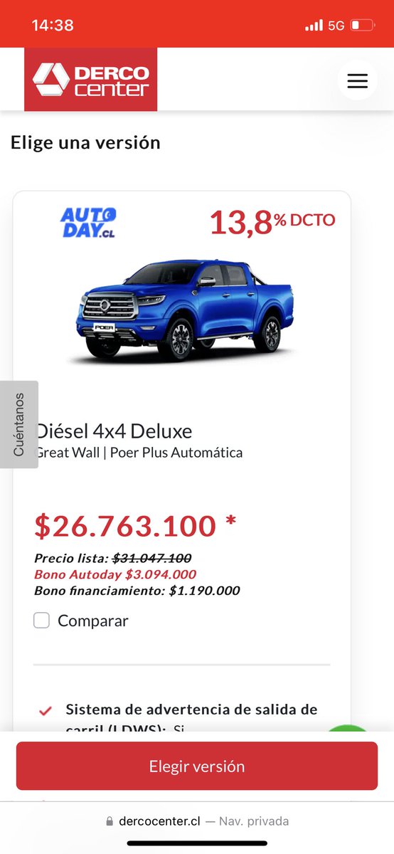 carlos1979_sml's tweet photo. Dejen de mentir @DercoCenter . Hace rato le vengo haciendo seguimiento al precio de esta camioneta y la oferta no es tal . 🤦🏻♂️ @SERNAC #autoday https://t.co/GRgZT8gmuY