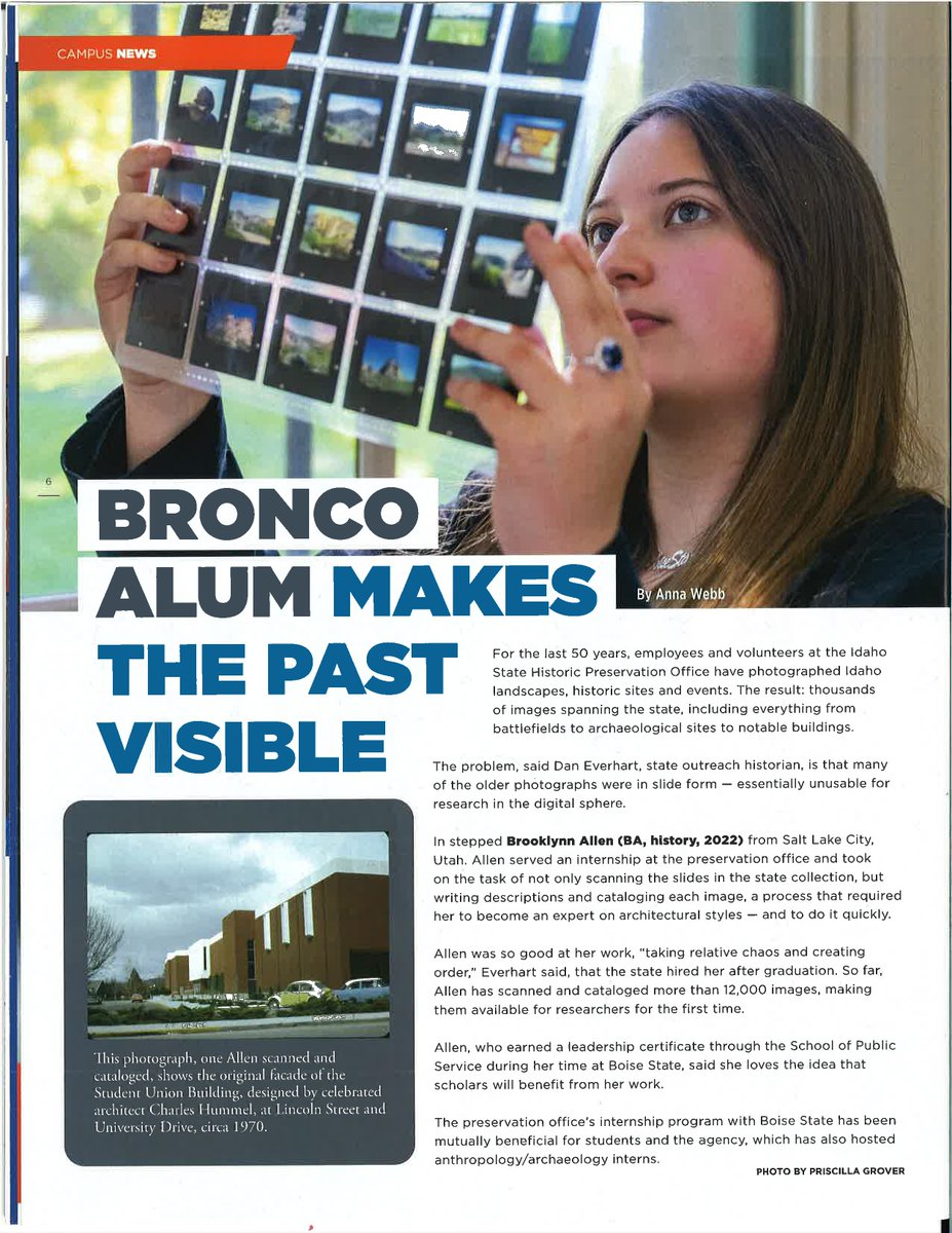 More of our students were featured in this Fall's Boise State Magazine, like the Bronco Alum Brooklynn Allen that graduated with her degree in History in 2022!
#historymatters #BSU #BoiseState #Idaho