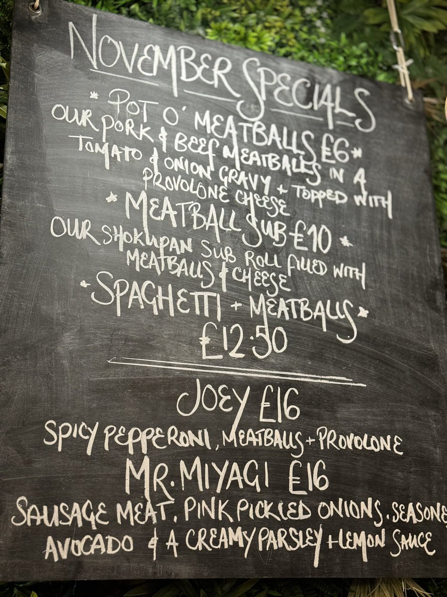 Monday…new specials…lots of meatballs…but Mr Miyagi is an amazing pizza ❤️