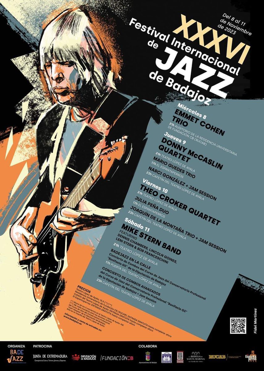 JavierAlcantaMu's tweet photo. 📣Comienza la semana grande del #Jazz en #Extremadura XXXVI FESTIVAL INTERNACIONAL DE JAZZ DE BADAJOZ👉DEL 8 AL 11 DE NOVIEMBRE📣
Compra tu entrada o abono en nuestra web.
https://t.co/iMvNkH0rBT
#badejazz #jazzbadajoz #badajoz #extremadura #PabloRomero #JavierAlcántara https://t.co/8qr1UDaBcD