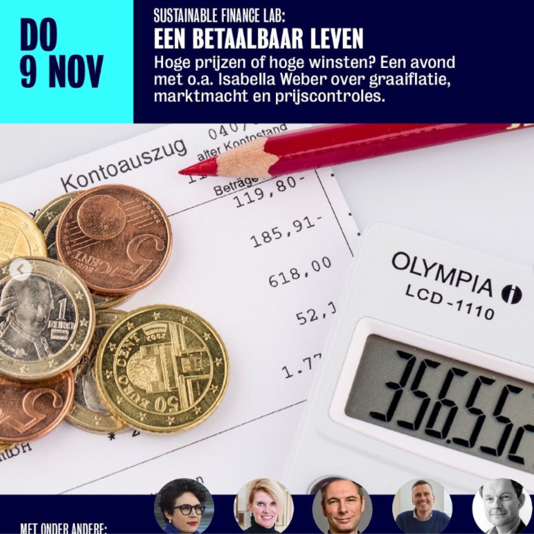 Donderdag 9 november 20.00: Een betaalbaar leven in <a href="/De_Zwijger/">Pakhuis de Zwijger</a> 

Topeconome Isabella Weber is o.a. te gast, die als eerste stelde dat een significant deel van de inflatie verklaard kan worden door toegenomen winsten van bedrijven. Zie haar bondige uitleg op YouTube: