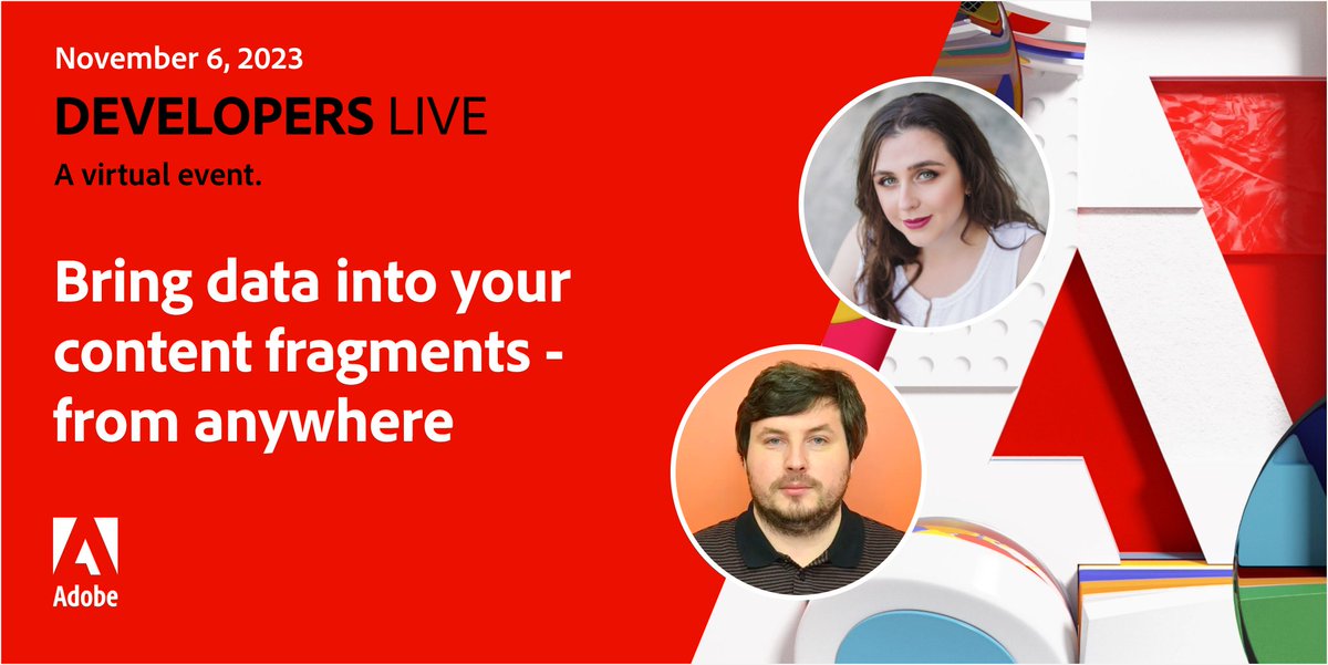 📌 Happening in 1 hour at #AdobeDevelopers Live: "Bring Data into Your Content Fragments - From Anywhere." 

Join Iryna Lagno &amp; Valerii Naida to learn how to create a customer element using a 3rd party service as a data source: developerevents.adobe.com/events/details… #HeadlessCMS #AEM