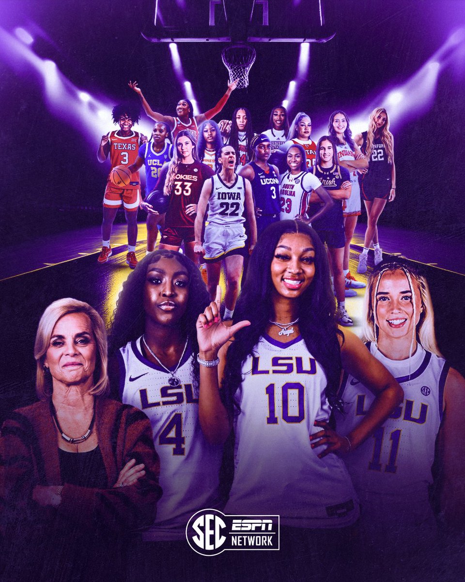 SECNetwork's tweet photo. IT'S TIME ⌛ 

The road to a repeat starts now 👀 🏆 @LSUwbkb https://t.co/ECgzmMWyLQ