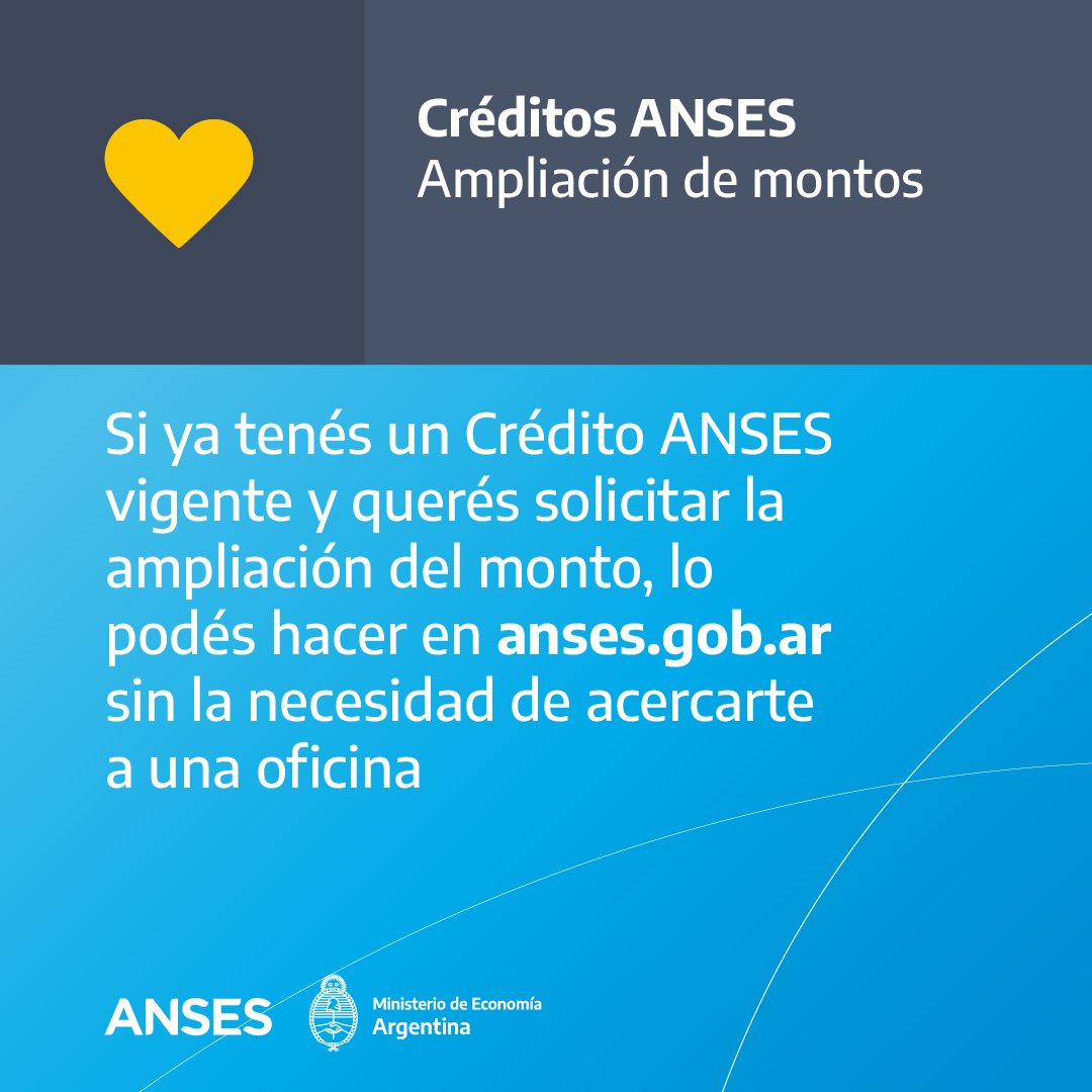 ansesgob's tweet photo. 👉 Actualizamos los Créditos ANSES con nuevos montos

⬆ Los créditos para trabajadores en relación de dependencia pasaron a ser de hasta $1.000.000, y los de jubilados y pensionados de $600.000. https://t.co/7EDLQlKRkG