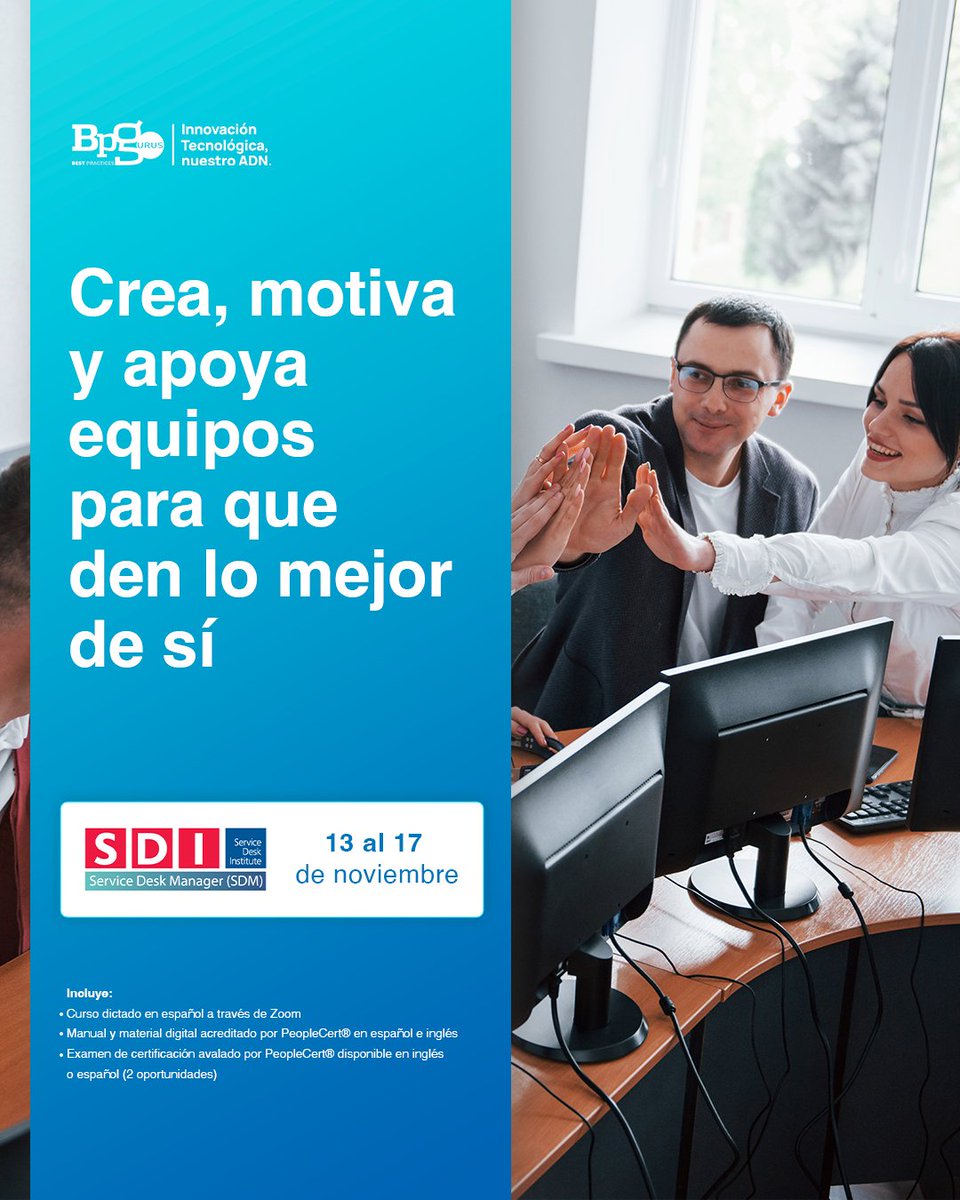 BPGurus's tweet image. El curso #ServiceDeskManager de @sdi_institute proporciona una comprensión profunda de la gestión de la #mesadeservicio y una calificación reconocida a nivel mundial. ¡Capacítate con el único partner del #SDI en #Latinoamérica!
➡ 56 2157 4674 o info@bpgurus.com #SDM #ServiceDesk