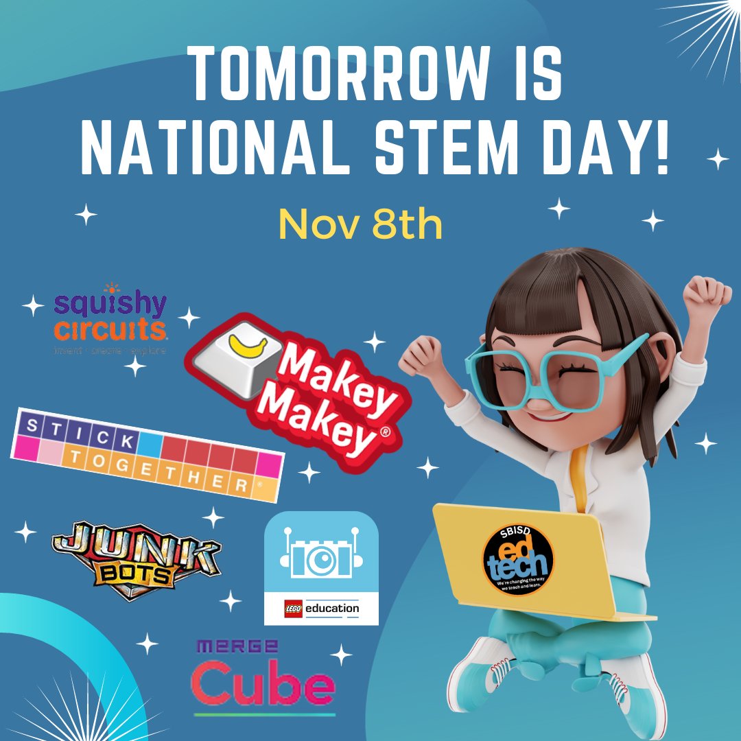 SBISD EdTech (@sbisdedtech) on Twitter photo 📢 <a href="/SBISD/">Spring Branch ISD</a> Teachers, don't forget to join the #STEM celebration! 🌟National STEM Day is tomorrow- It's a perfect opportunity to ignite curiosity and inspire your students. Let's make learning fun & meaningful! 🚀🔍💡 #limitlesscuriosity #everychild #SBISDEdTech #techtradingpost 📢 <a href="/SBISD/">Spring Branch ISD</a> Teachers, don't forget to join the #STEM celebration! 🌟National STEM Day is tomorrow- It's a perfect opportunity to ignite curiosity and inspire your students. Let's make learning fun & meaningful! 🚀🔍💡 #limitlesscuriosity #everychild #SBISDEdTech #techtradingpost