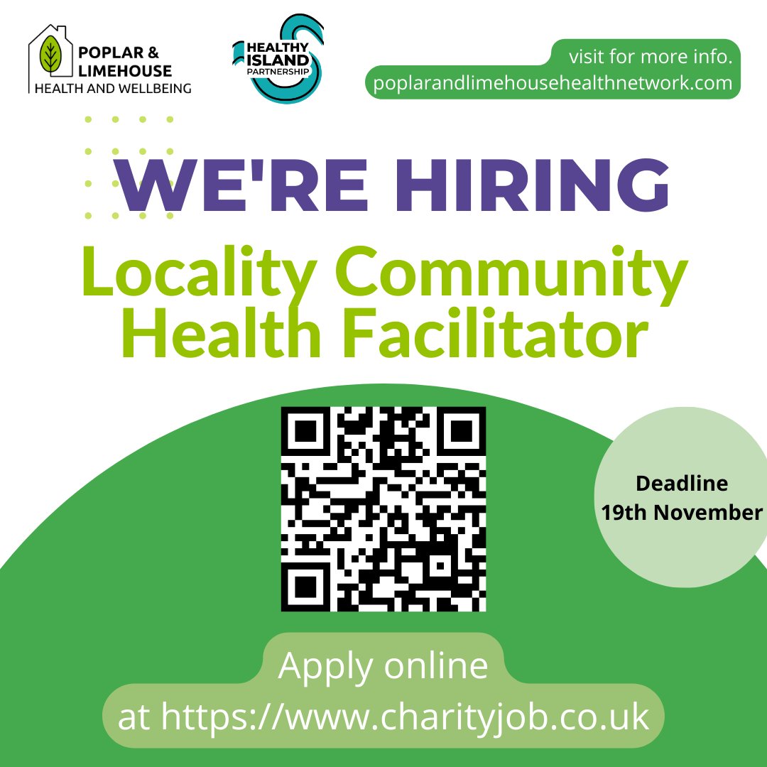 We're looking for a community health facilitator to work on a new Health Inequalities project on prevention of long-term conditions in Tower Hamlets. 4 posts available across 4 different areas. For more information &gt;&gt;&gt;&gt; tinyurl.com/communityhealt… #healthinequality #longtermcondition