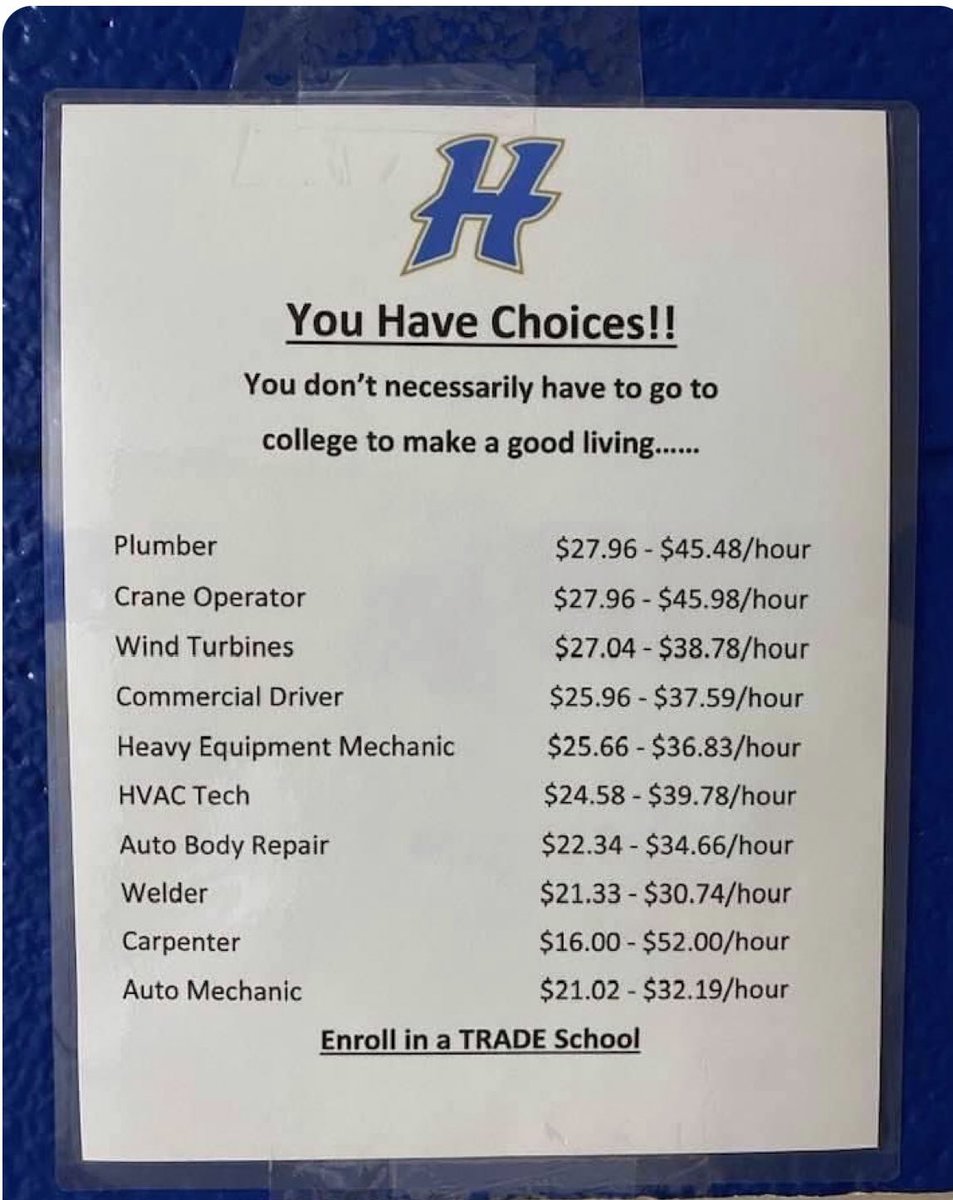 Chrissssjohnson's tweet photo. Friendly reminder 

College isn’t the the only route 

Earn good money working with a trade, keep your cost of living reasonable, invest your disposable income into stocks, Bitcoin and real estate 

A alternative blueprint of living a good life and creating generational wealth https://t.co/4eVY4IhKqr