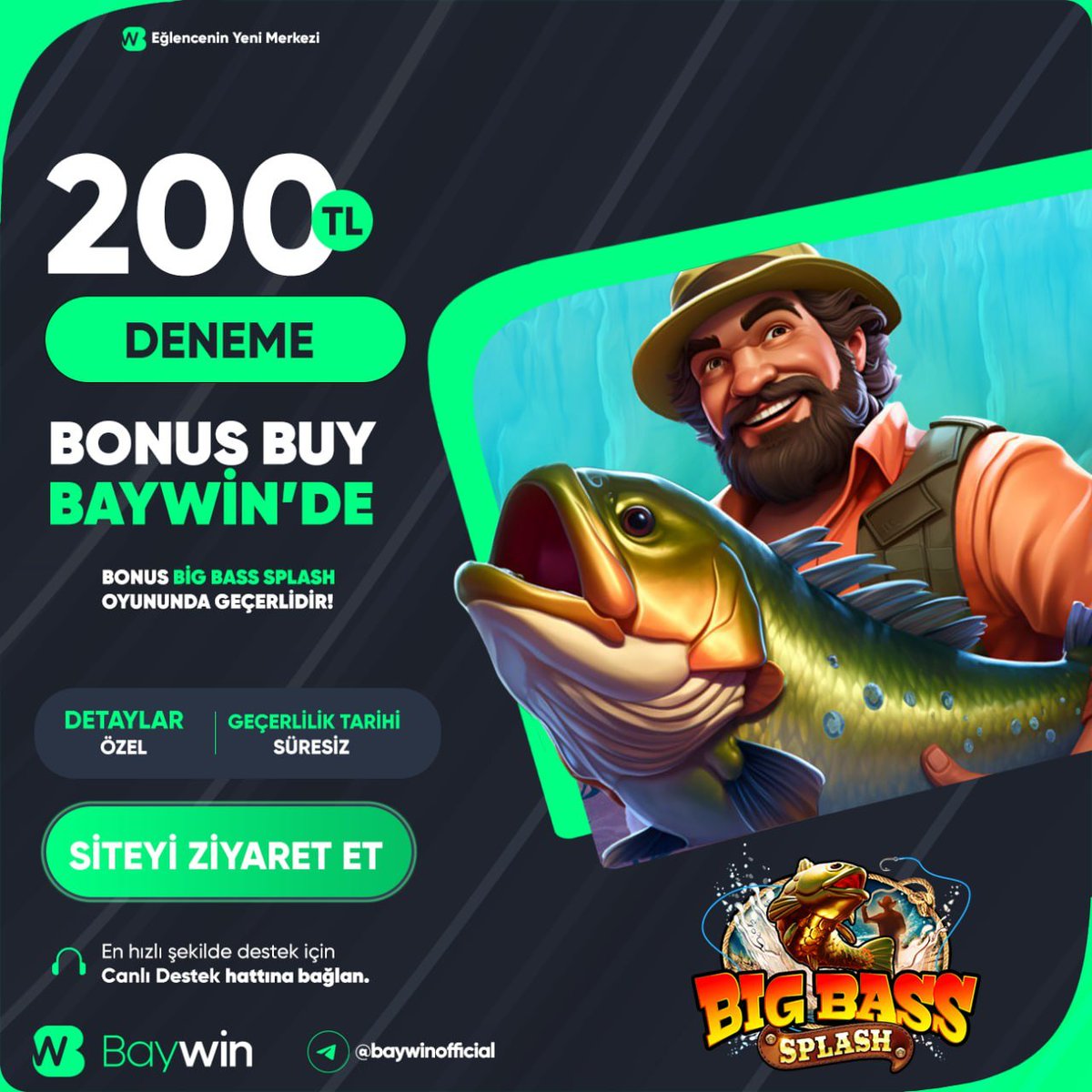 #Baywin
BAYWİN'DE HOŞ GELDİN BONUSU

TAMAMEN ÜCRETSİZ VE ÇEVRİMSİZ 

200₺ BONUS BUY DENEME BONUSU

KAYIT OLURKEN DENEME BONUSUNUZU SEÇİNİZ

Detaylı Bilgi ve Giriş İçin : cutt.ly/lwTe9SbA
#Baywin #BaywinGiriş