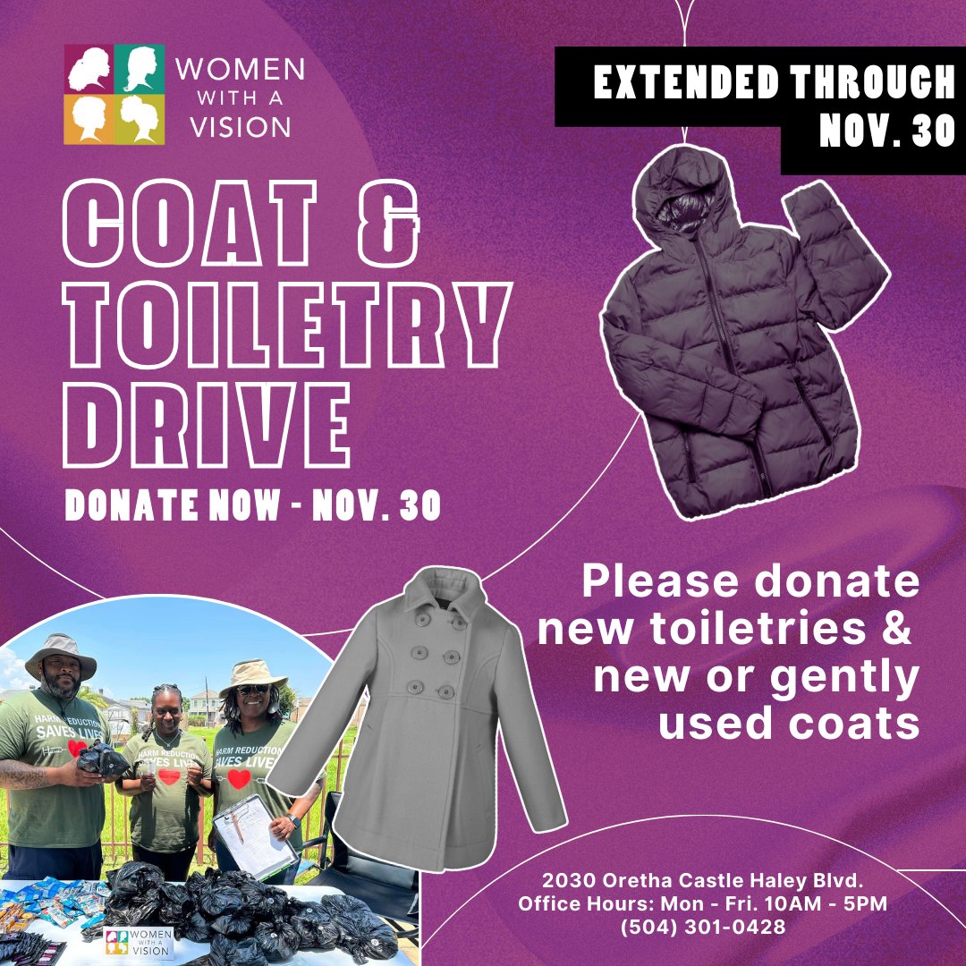 We’ve extended our coat drive through November 30. Drop off your new or gently used coats and new toiletries and help ensure our neighbors have what they need this winter.