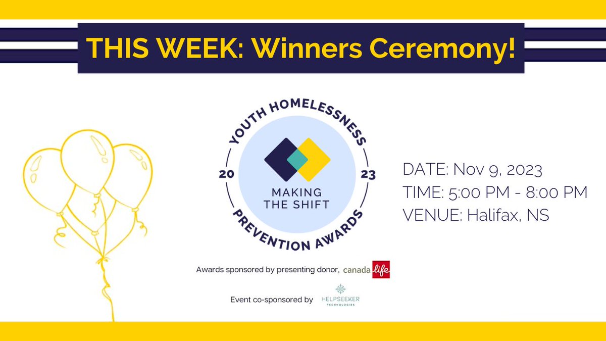 🎉 Congratulations once again to the winners & honourable mentions of the 2023 #MtSPreventionAwards! We look forward to seeing the awardees at the winners ceremony THIS THURSDAY and learning how your initiatives have accelerated #YouthHomelessness prevention in Canada.