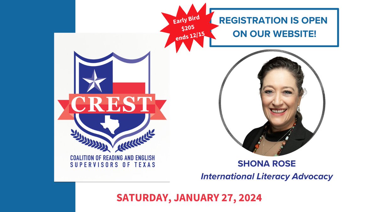 CREST Breakout Session Focus: International Literacy Advocacy with Shona Rose, PhD. Register to collaborate with CREST in January!