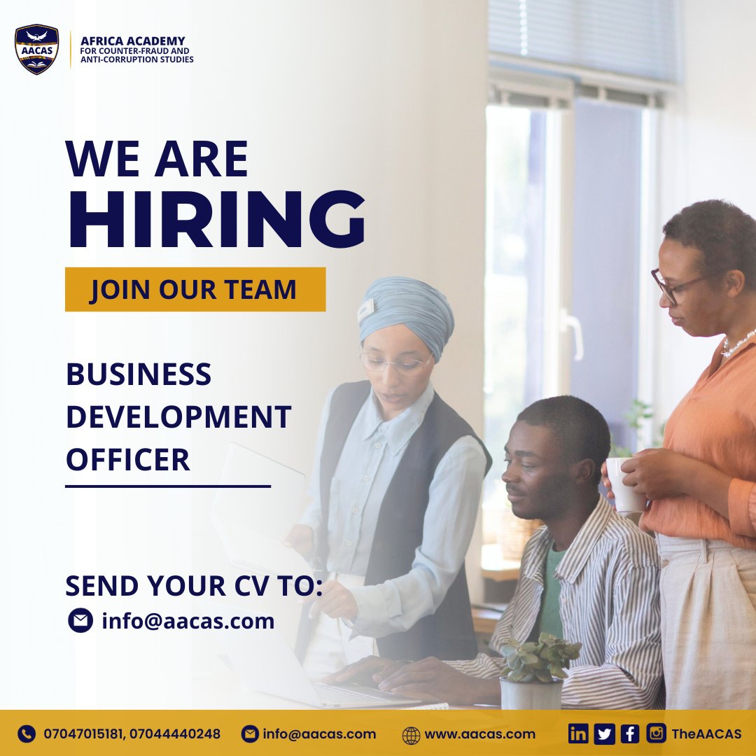 TheAACAS's tweet photo. Passionate about fostering new opportunities and driving growth in organizations?
Join our team as a Business Development Officer.
Click the link below to explore the details of this role and apply now.
https://t.co/ZNYk6PaaAh
#aacas #theaacas #wearehiring #joinourteam https://t.co/LeMKhdbQhU