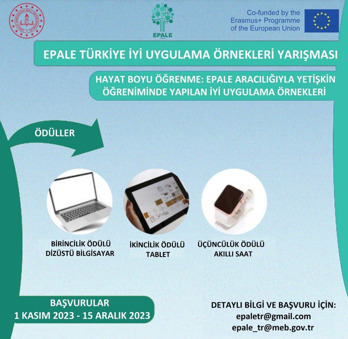 EPALE Projesi kapsamında yetişkin öğrenmeye ilişkin farkındalık yaratmak,  kurumların veya kişilerin yaşadıkları iyi uygulama örnekleri/ deneyimleri tanıtmak ve anlatmak amacıyla blog formatında yarışma düzenlenmektedir.
#EPALE