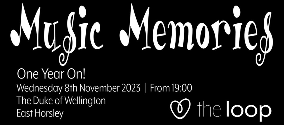 Music Memories 🎼 One Year On!

Music Memories, @theloopsurrey weekly music therapy group for people living with dementia, is a year old! Join them at; 

📍 The Duke of Wellington, East Horsley
📅 Wednesday 8 November
🕤 From 19:00
orlo.uk/MSnMa
#Dementia #Music