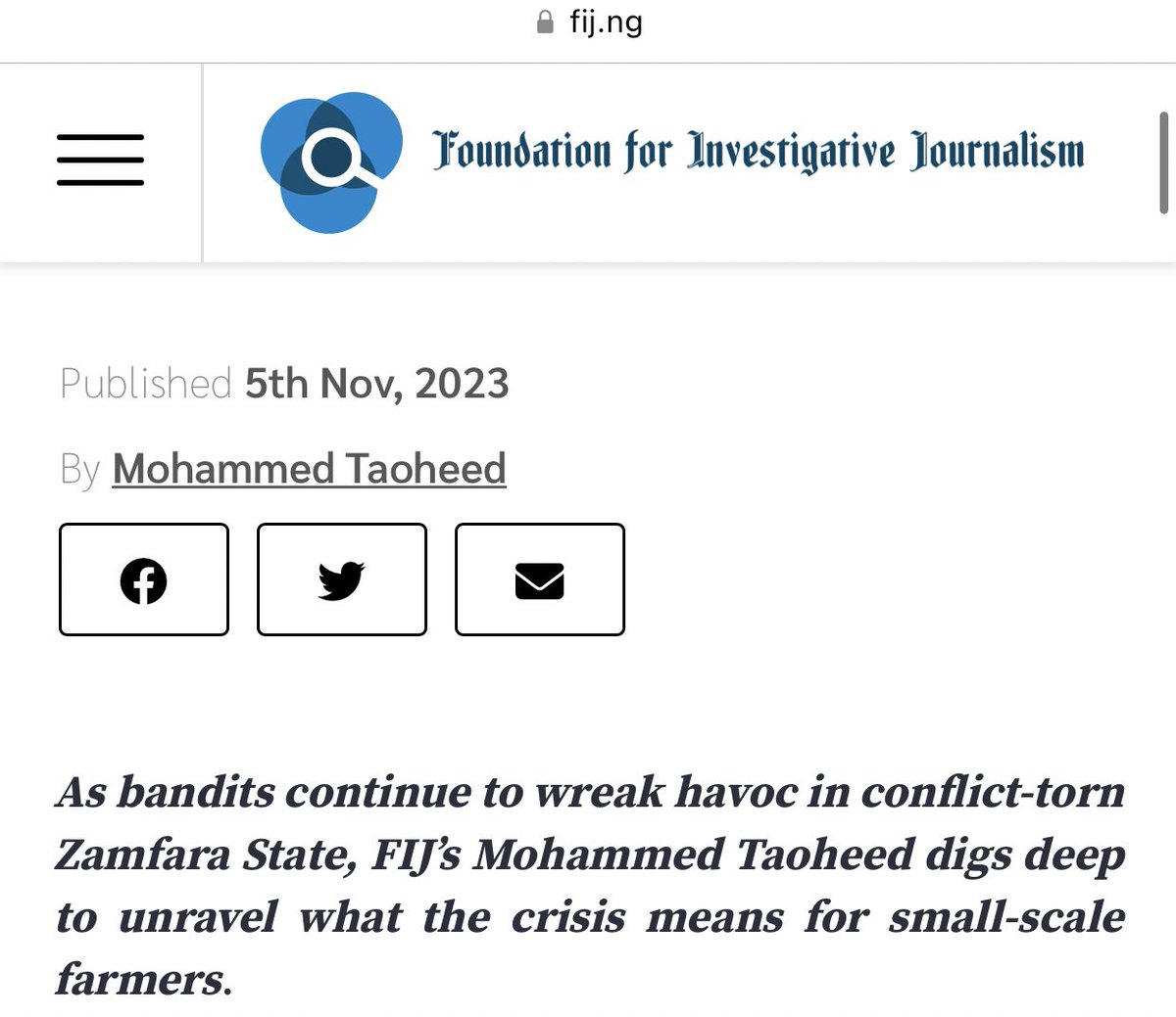 Imagine your only source of income being crippled? A step ahead your home means you got kidnapped/your corpse will rot beside the road. 

My latest on <a href="/fijnigeria/">Foundation for Investigative Journalism (FIJ)</a> digs deep into the violence rocking Zamfara State. 

READ: fij.ng/article/tunnel…

RT and thanks 🙏