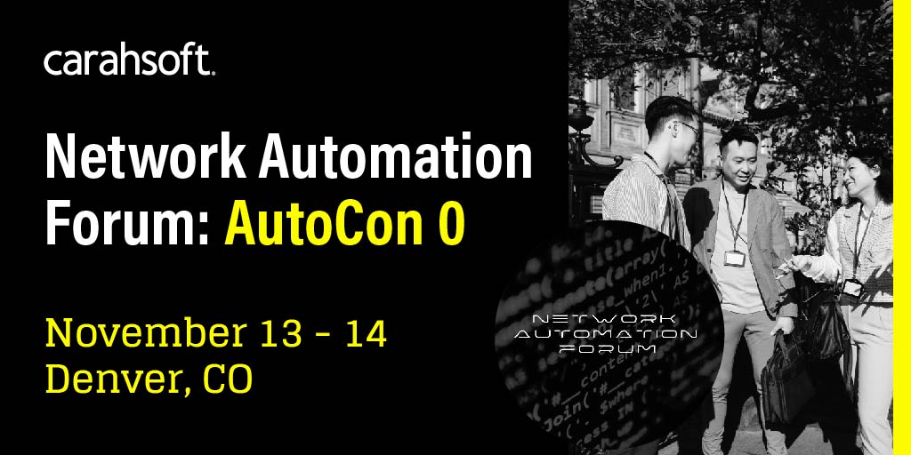 Why haven’t we seen full adoption of network automation just yet? The NAF #AutoCon0 event will address this question while highlighting its advancements and current initiatives, from 11/13-11/14: carah.io/5b11fa @scottrobohn @chrisgrundemann