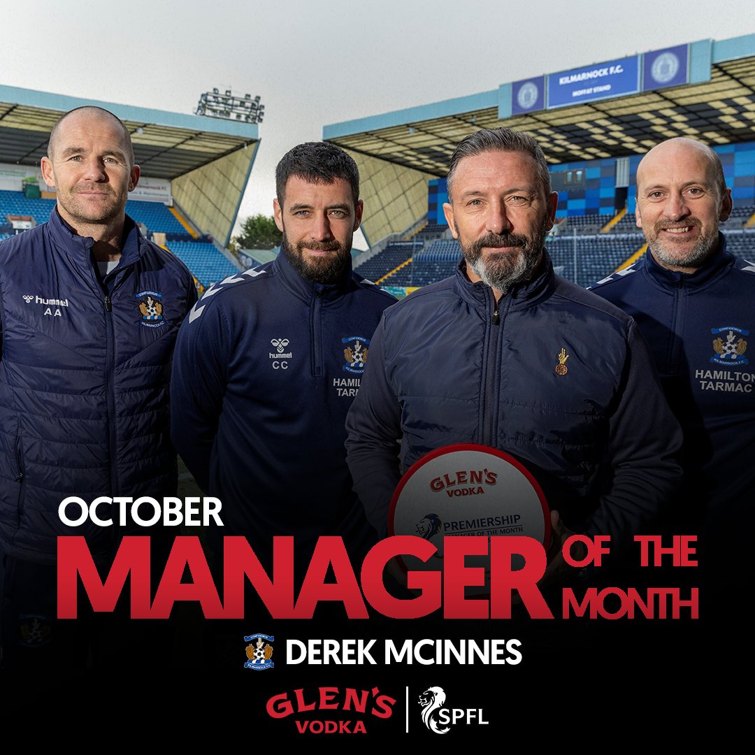 Congratulations to @KilmarnockFC's Derek McInnes, @GlensVodkaLLG Premiership Manager of the Month for October! 🏆