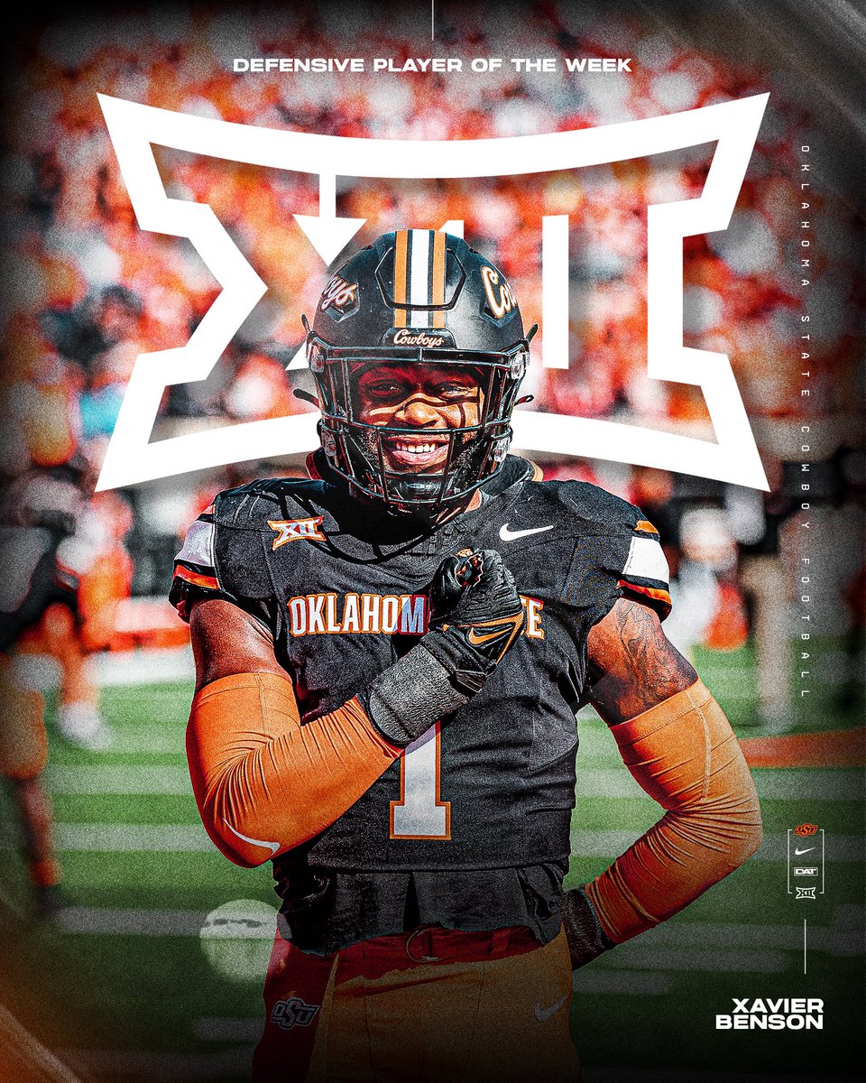 After a weekend where he had 3 TFL’s, 1 sack, a forced fumble &amp; a fumble recovery…

@Zayyy_Benson has been named the <a href="/Big12Conference/">Big 12 Conference</a> Defensive Player of The week! 🤠

#GoPokes | #DAT