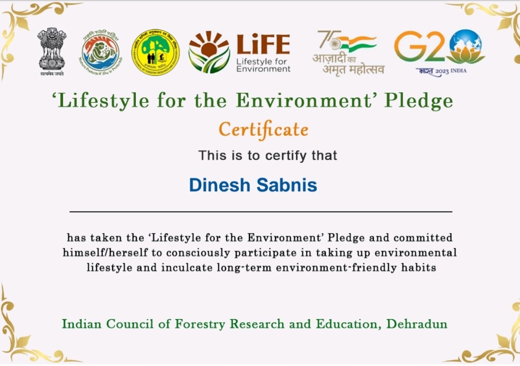 Pledge to protect Environment with healthy lifestyle. 
#dineshsabnis #SDGActions #SDGgoals #protectenvironment