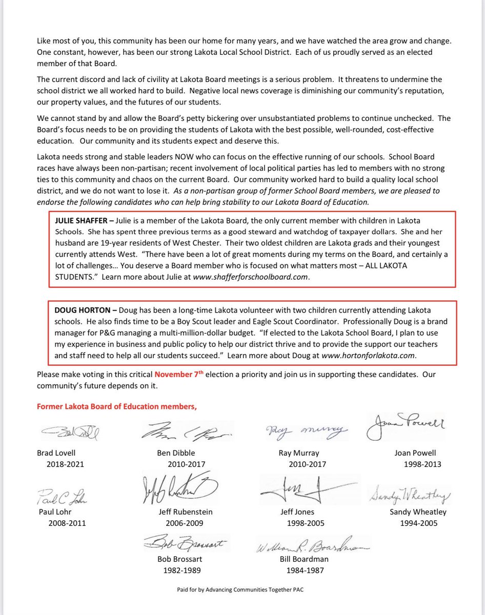 GuruDoug's tweet photo. I am honored and humbled!  Click below to see the letter of endorsement from 10 past Lakota Board Members who see that “Lakota needs strong and stable leaders NOW who can focus on the effective running of our schools."
#WEareLakota #HortonForLakota

https://t.co/91P2UVtCLo https://t.co/IrVUGpnT45