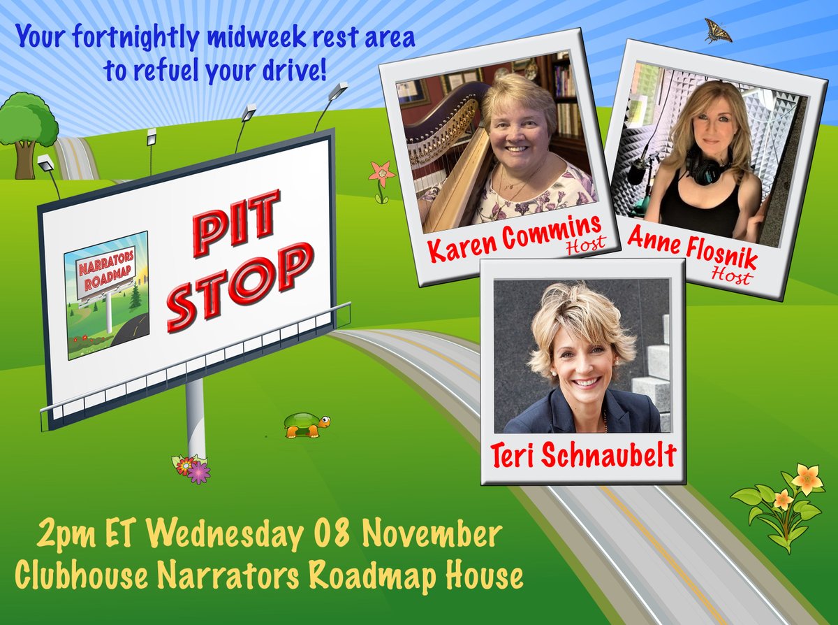 She's an award-winning #audiobook narrator, awesome artist, and Texas Master Naturalist in training! 🦋🌿Join me and fab co-host <a href="/AnneFlosnik/">Anne Flosnik-Audiobook Narrator 🇬🇧 🇮🇪 🇺🇸</a> as we have an inspiring chat with @TeriSchnaubelt!

Narrators Roadmap Pit Stop
Wednesday 8 November 2pm ET
⛽️bit.ly/NRPSTeriSchnau…