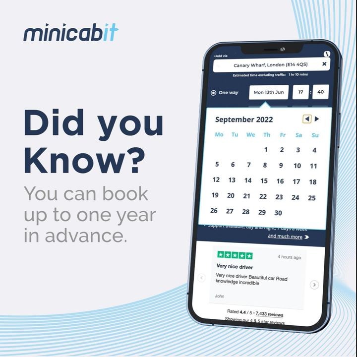 Looking into the future? We are too! 📆 Did you know you can book with minicabit up to a year ahead? Secure your rides now for peace of mind later. Book in advance: minicabit.com #EarlyBird #TravelPlanning #minicabit