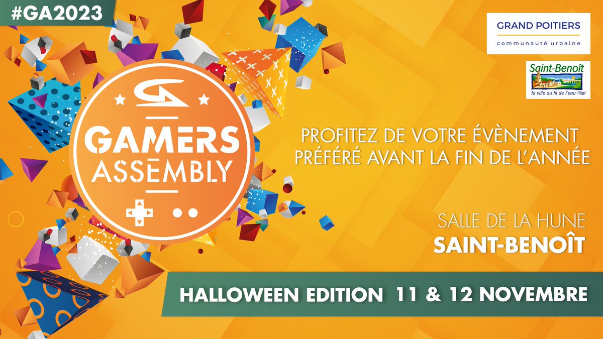 GamersAssembly's tweet photo. Gameuses, Gamers Rassemblement ! 

Ce week-end c'est la #GA2023 Halloween Edition, on vous attend nombreux que vous soyez joueurs, managers ou simples visiteurs. Petits et grands chacun trouvera son compte.  

💡 + d'infos sur : https://t.co/DkFPyAjTxa

📍 La Hune, Saint-Benoît https://t.co/mzXfzN0fMO