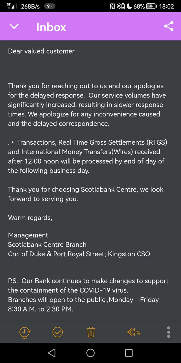 ClarionMalcolm's tweet photo. @ScotiaJamaica received 28.10.23 - no reply... Also no reply to email in Sept, July or June.

I've been trying hour last half hour on the phone and it cuts off every time.

Can anyone help? https://t.co/odbZi6CSWs