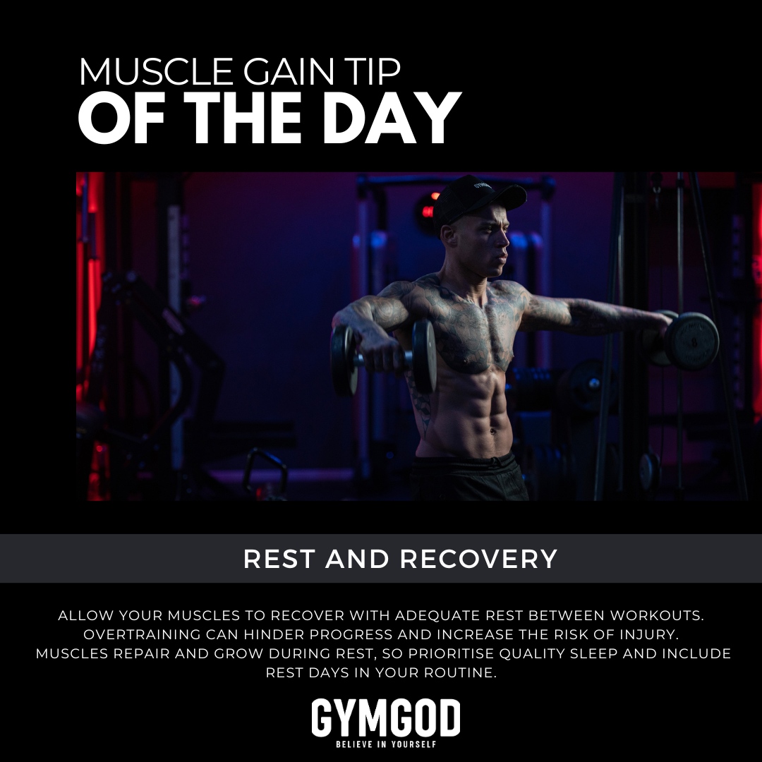 GymGodApparel's tweet photo. Optimal recovery is crucial for muscle growth: Rest days allow for muscle repair and growth following the microscopic tears induced during exercise 💪🏼💤
–
–
–
#wearegymgod #muscletip #gains #fittip #fitfam #gymmotivation https://t.co/BIhGyjXCO0