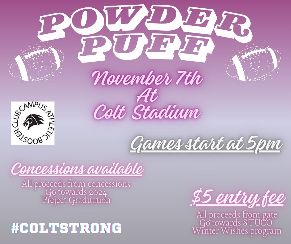 chsbooster261's tweet photo. The weather looks to be absolutely perfect for Powder Puff games tomorrow 🩷🏈
Come out and support your Campus Colts!
🖤🐴🤍

We are #COLTSTRONG https://t.co/DgYyCyOB8N