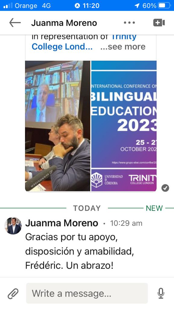 Muchísimas gracias a <a href="/JuanMa_Moreno/">Juanma Moreno</a> (<a href="/AndaluciaJunta/">Junta de Andalucía</a>) por su mensaje de apoyo al <a href="/ConfeEbei/">X Congreso sobre Educación Bilingüe (UCO)</a>. 
Desde el #CONFBE trabajamos cada año para ofrecer la máxima calidad en un enriquecedor foro de encuentro diseñado por y para investigadores y profesorado.
<a href="/UCOLetras/">Filosofía Letras UCO</a> <a href="/Univcordoba/">Universidad Córdoba</a>