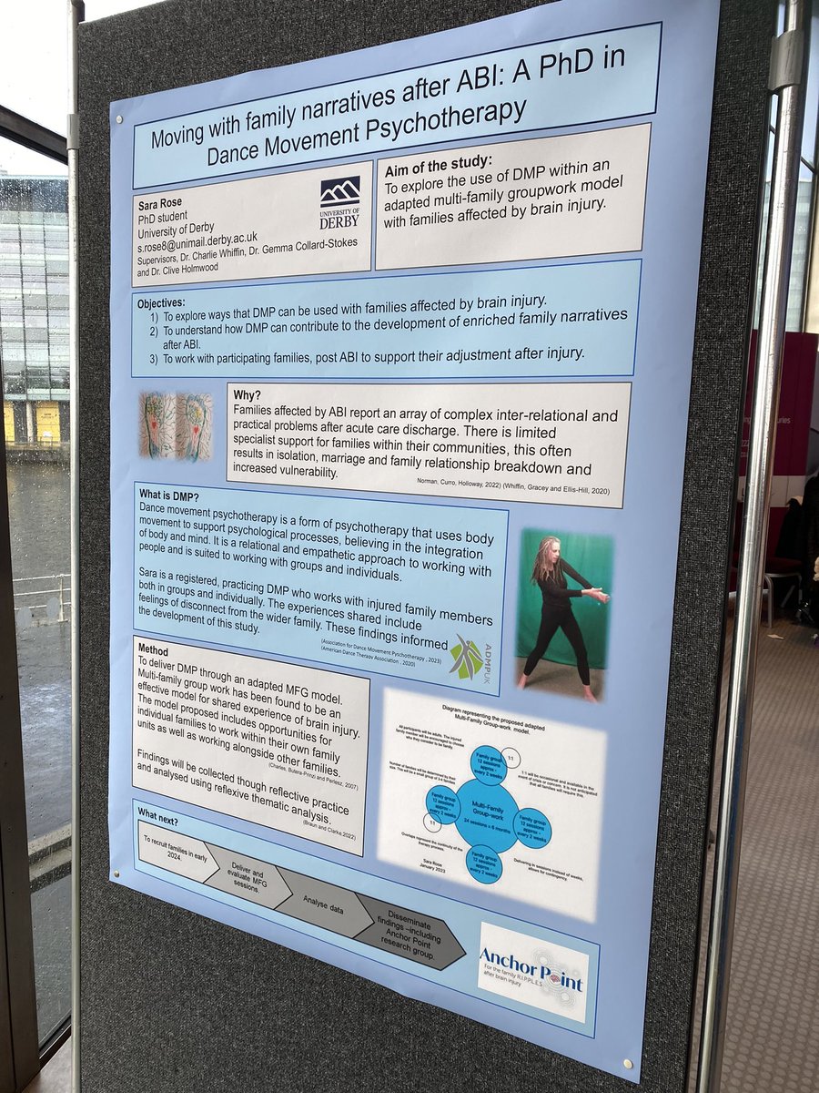 sararose354's tweet photo. Great day at #ukabif conference in Manchester today. Got a chance to share my evolving research project. #universityofderby #dancemovementpsychotherapy #anchorpoint https://t.co/aVJy60OkuC