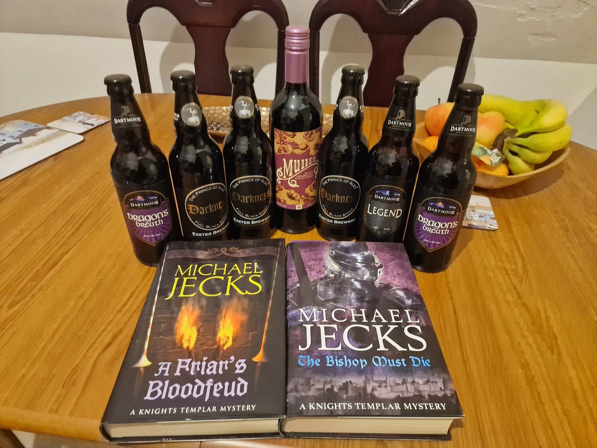 Did excellent shopping at Co-op Yelverton on the way home from todays' 15 mile yomp. 6 local beers, mulled wine, &amp; they had 2 hardback <a href="/MichaelJecks/">Michael Jecks Author</a> books on the charity stand! One of them was signed too. Oh, I also bought cheese and bread so no, I'm not an alcoholic.
