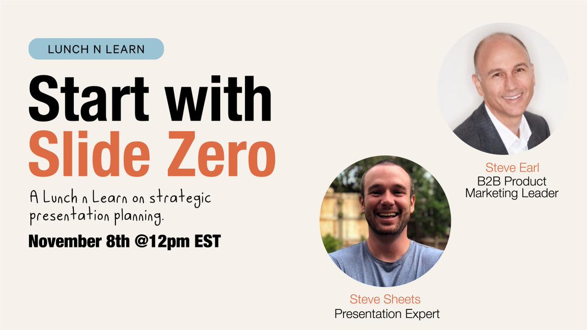 creativediction's tweet photo. Presentations don't plan themselves — join two experts in this free webinar covering the Slide Zero framework. Nov 8th at 12pm EST! Signup here! https://t.co/lhPzJA4Asu 

#b2bmarketing #powerpoint #storytelling #productmarketing #saleskickoff https://t.co/sJxxQFonez