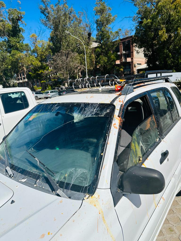 martinyeza's tweet photo. Así le dejaron el auto a una funcionaria los delincuentes disfrazados de sindicalistas que hoy prendieron fuego neumáticos, pusieron barricadas a las salidas de la muni y no dejaron salir a nadie.
Es una decadencia total. https://t.co/k31c2QQPu1