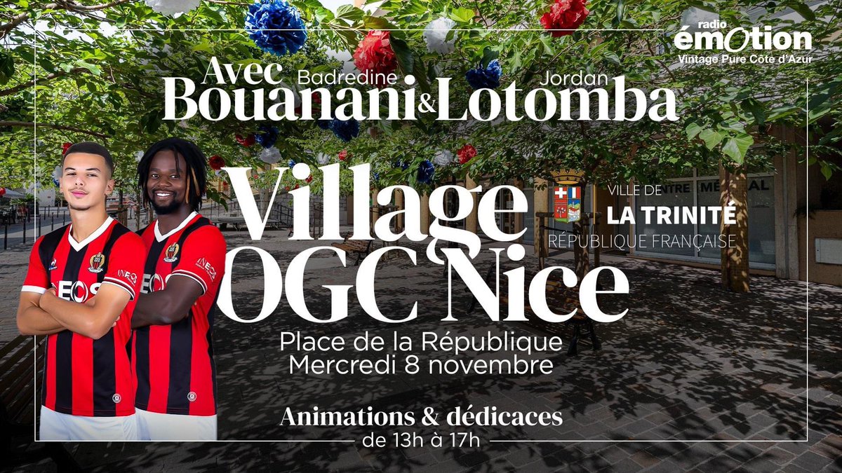 ladislaspolski's tweet photo. Rendez-vous mercredi à @VilleLaTrinite pour accueillir le village @ogcnice et nos aiglons J. Lotomba et @b_bouanani_ 
#OGCNice https://t.co/tbsRdvxRgb