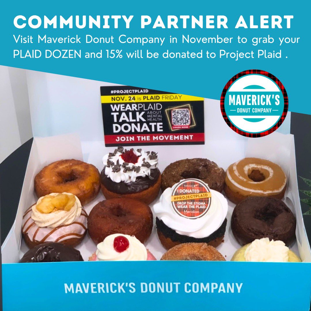 pathstonemh's tweet image. 🚨COMMUNITY PARTNER🚨 Starting today, visit our friends at Maverick Donut Company in St. Catharines this month to grab your PLAID DOZEN &amp;amp; 15% will be donated to #ProjectPlaid. Support those who support us.