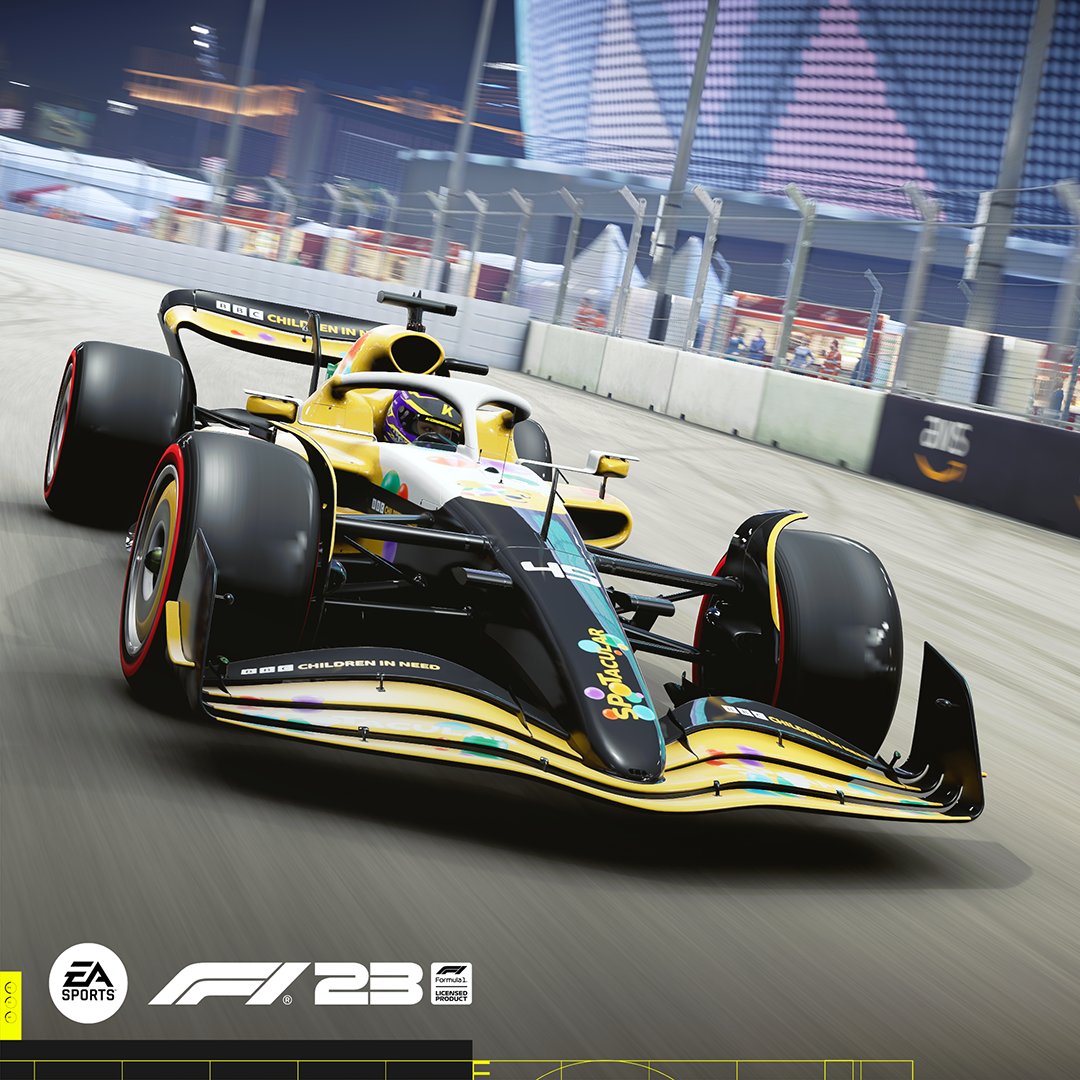 A spotacular livery for a spectacular cause 🧸🟡 You can pick up this @CiN_BBC livery in #F123 by logging in between Nov 6-17 - just check your in-game mail 📩 Plus, don't miss the special fundraiser - Game On! - streaming this Friday at 7pm on @BBCiPlayer 📺 #ChildrenInNeed
