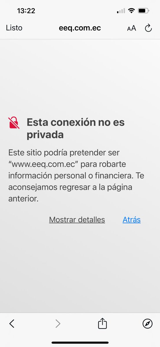 chavif's tweet photo. @ElectricaQuito Señores @ElectricaQuito Por favor revisen la app y su sitio web, al parecer están comprometidos en seguridad. Sale alerta de probable robo de información https://t.co/x9fiOj9xTE