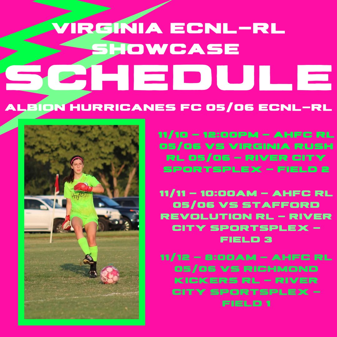 Virginia ECNL-RL Showcase!!
November 10th -12th
@ River City Sportsplex