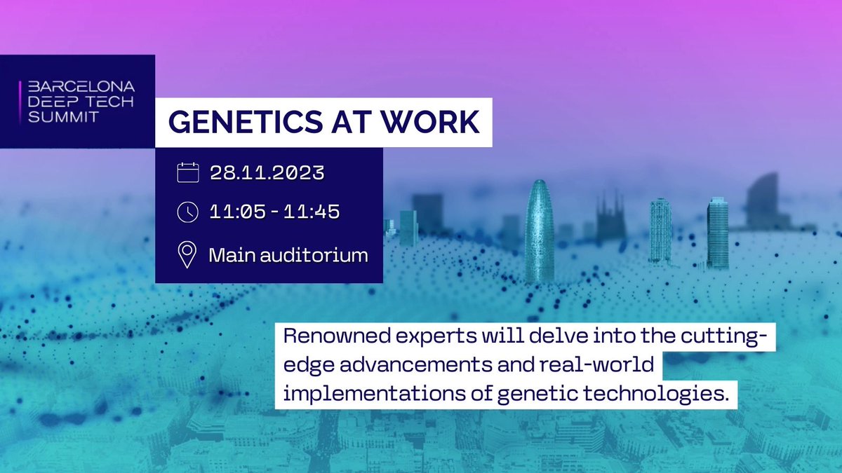 bcndeeptech's tweet photo. Discover how genetics is reshaping healthcare, agriculture, and beyond, while gaining valuable insights into the ethical dimensions. @GMarfanyN, full professor Genetics (UB) and @josemanuelsori7, Dir. Genomics Unit for Complex Diseases (HSCSP) will participate.
#BarcelonaDeepTech https://t.co/ahj0z33BjE