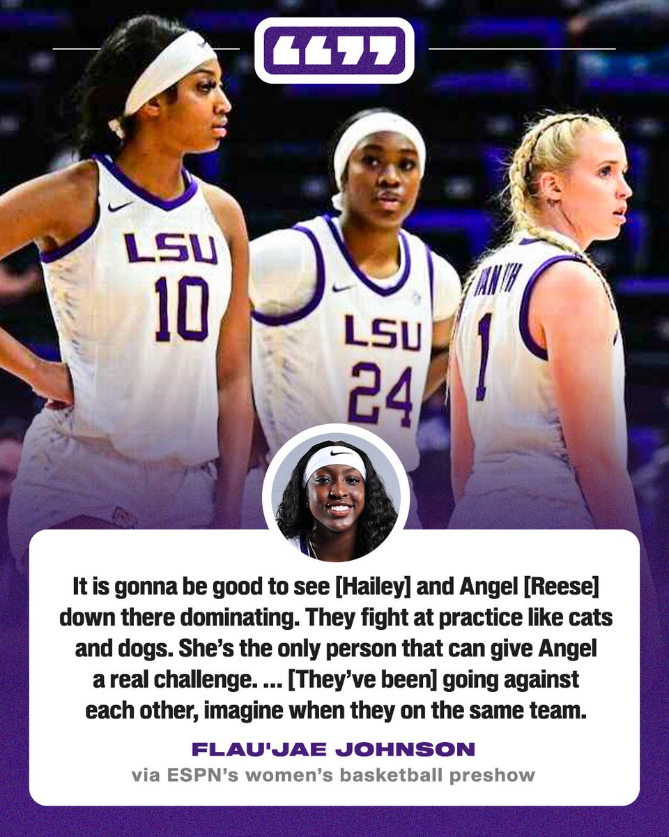 SportsCenter's tweet photo. Flau'jae sees how Angel and Hailey have both been pushing each other 💪

📷 @LSUwbkb https://t.co/nCKxSZnOfW