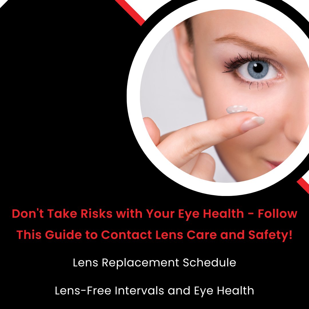 Lens-Free Intervals and Eye Health
Give your eyes a break from contact lenses to promote eye health. Wearing lenses for extended periods can lead to dryness, discomfort, and reduced oxygen flow to the cornea. 
 #ProperLensCleaning #DisinfectionGuide #LensReplacementSchedule