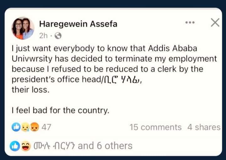 dawitawramba's tweet photo. It's disheartening to know that both mom and daughter have become jobless within a month of each other.
Poor #Haregeweini, you deserve more! https://t.co/7eZtjC0EEp