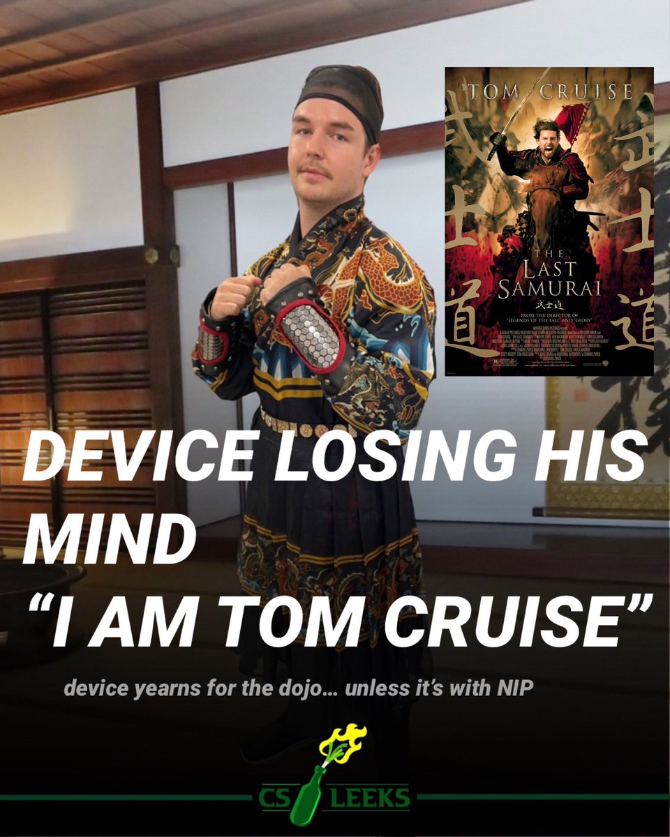 CS2Leeks's tweet image. BREAKING: device takes the “Tom Cruise lookalike” allegations too seriously and becomes “The Last Samurai”

The Danish star will be away from competition for the next 12 months while he completes a samurai training course he found online.